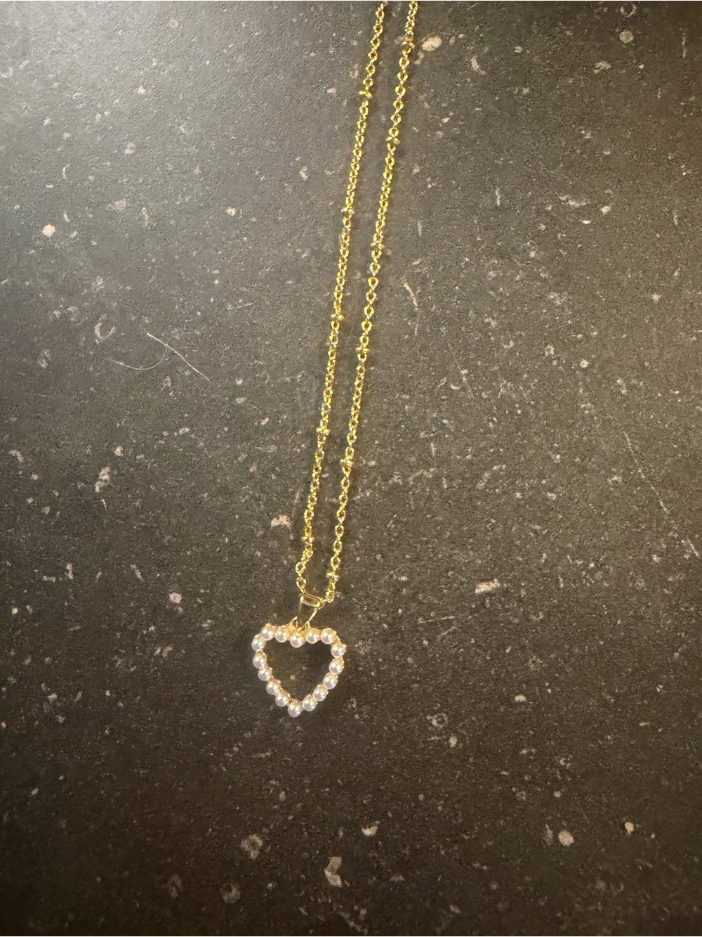 Gold-Tone Heart Pendant Necklace with Pearl Accents - Women's Jewelry